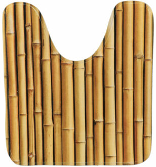 Toiletmat/wc mat Mekong - antislip - microfiber - bamboe thema - 45 x 50 cm - badkamer