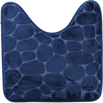 Toiletmat/wc mat Pebble - microfiber - Memory Foam - donkerblauw - 45 x 50 cm - badkamer ma