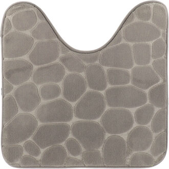 Toiletmat/wc mat Pebble - microfiber - Memory Foam - lichtgrijs - 45 x 50 cm - badkamer mat