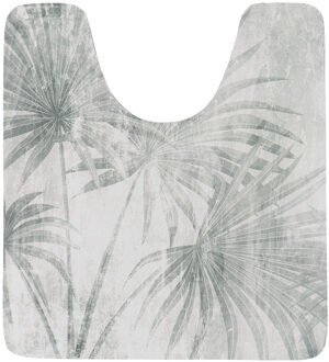 Toiletmat/wc mat Urban Oasis - antislip - lichtgrijs - 45 x 50 cm - badkamer - palm design