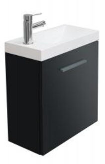 Toiletmeubel Emma Hangend 50x50x25cm MDF Hoogglans Grijs Softclose Kunstmarmeren Wasbak