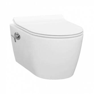 Toiletpot Hangend Idevit Alfa 52x36x30cm Wandcloset Keramiek Wit Diepspoel Rimfree met Bidet