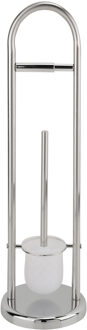Toiletrol en wc-borstel houder - 66 cm - RVS - badkamer - toilet - zilver kleurig