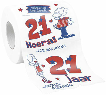 Toiletrol/wc-papier rol 21 jaar cadeau feestversiering/decoratie - Fopartikelen Wit