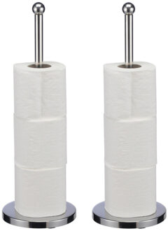 Toiletrolhouder - 2x - 42 cm - rvs zilver - wc-rol houder - houder voor toiletrollen/toiletpapier