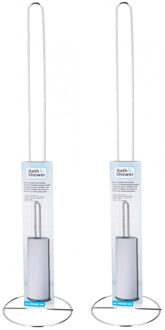 Toiletrolhouder - 2x stuks - RVS - chroom - reserverolhouder - WC rolhouder - 60 cm