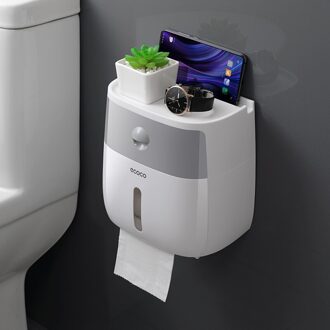 Toiletrolhouder Badkamer Punch-Gratis Waterdichte Rolhouder Opslag Tissue Doos Badkamer Accessoires grijs en wit