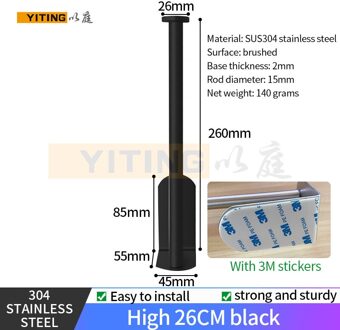 Toiletrolhouder Geborsteld Nikkel Papieren Handdoek Roll Wandmontage Sus 304 Roestvrij Staal Badkamer Accessoires Hardware High 26CM zwart