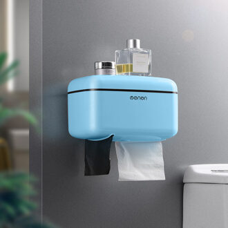 Toiletrolhouder Home Badkamer Opbergdoos Muur Gemonteerde Toiletpapier Dispenser Multifunctionele Badkamer Accessoires blauw