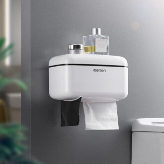 Toiletrolhouder Home Badkamer Opbergdoos Muur Gemonteerde Toiletpapier Dispenser Multifunctionele Badkamer Accessoires wit