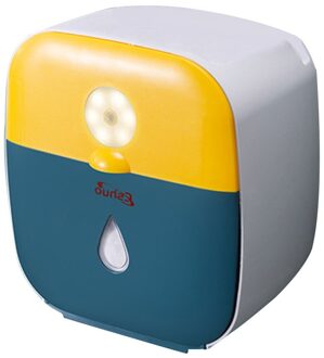 Toiletrolhouder Met Intelligente Sensing Nachtlampje Opknoping Zelfklevende Verlichting Tissue Box Minimalistische Gat-Gratis geel