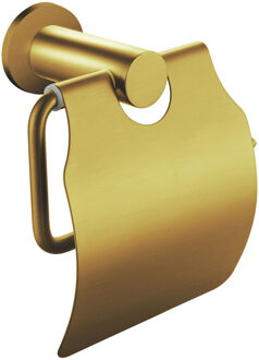 Toiletrolhouder met Klep - Leoni Rimbo - Rond - PVD - Geborsteld Goud