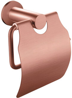 Toiletrolhouder met Klep - Leoni Rimbo - Rond - PVD - Geborsteld Koper