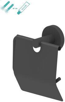 Toiletrolhouder - Rvs - Met Klep - Zwart