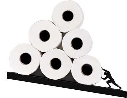 Toiletrolhouder-Sisyphus Plank Voor Toiletpapier Rollen-Bad Decor-Gekanteld Toiletpapier Rack-Badkamer accessoires Zwart