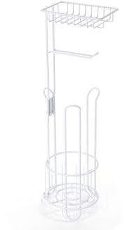Toiletrolhouder Stand Rvs Badkamer Papierrol Thuis Multifunctionele Opslag Plank Voor Mobiele Telefoon En Tissue wit
