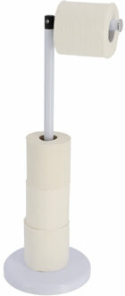 Toiletrolhouder - vrijstaand - wit - metaal - 55 cm