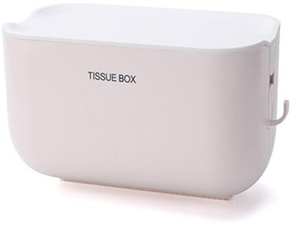 Toiletrolhouder Wall Mounted Toiletpapier Magazijnstelling Met Plank Badkamer Organizer Plastic Tissue Doos Papierrolhouder Creamy wit