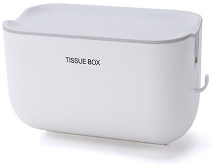 Toiletrolhouder Wall Mounted Toiletpapier Magazijnstelling Met Plank Badkamer Organizer Plastic Tissue Doos Papierrolhouder wit