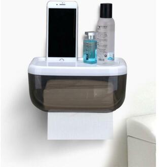 Toiletrolhouder Waterdicht Papier Houder Wandmontage Tissue Houder Tissue Dispenser Multifunctionele Opbergdoos zwart