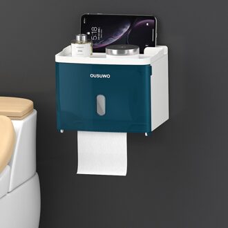 Toiletrolhouder Waterdichte Houder Voor Toiletpapier Badkamer Toiletpapier Opbergdoos Toiletrolhouder blauw