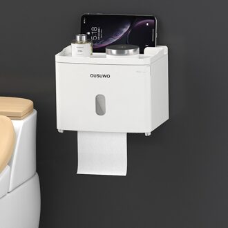 Toiletrolhouder Waterdichte Houder Voor Toiletpapier Badkamer Toiletpapier Opbergdoos Toiletrolhouder wit