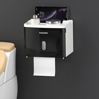 Toiletrolhouder Waterdichte Houder Voor Toiletpapier Badkamer Toiletpapier Opbergdoos Toiletrolhouder zwart