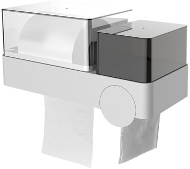 Toiletrolhouder Waterdichte Wandmontage Voor Toiletpapier Lade Papierrol Buis Opbergdoos Lade Tissue Doos Plank Badkamer grijs
