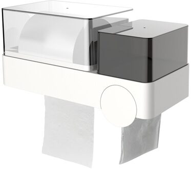 Toiletrolhouder Waterdichte Wandmontage Voor Toiletpapier Lade Papierrol Buis Opbergdoos Lade Tissue Doos Plank Badkamer wit