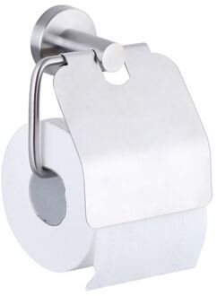Toiletrolhouder - Wc Rolhouder - Toiletrolhouder Met Klep - Rvs - Zilver
