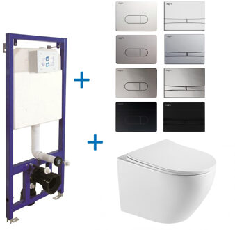 Toiletset Budget 93 Mudo Randloos Met Zitting Mat Wit Met B&W Drukplaat