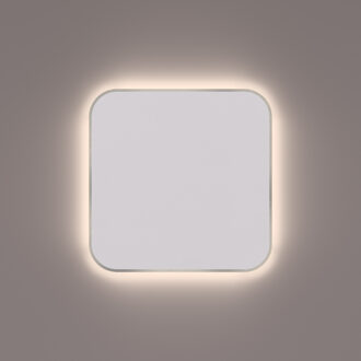 Toiletspiegel Hipp Design SPM T06 Rechthoek 35x35 cm Met Afgeronde Hoeken En Verlichting Geborsteld RVS