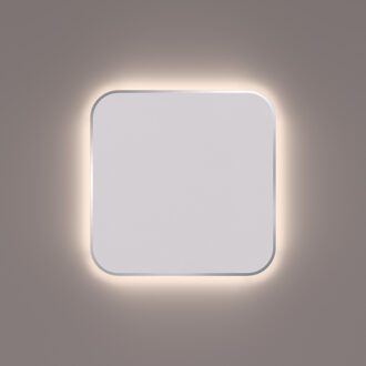 Toiletspiegel Hipp Design SPM T06 Rechthoek 35x35 cm Met Afgeronde Hoeken En Verlichting Gepolijst RVS