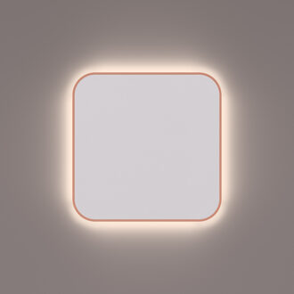Toiletspiegel Hipp Design SPM T06 Rechthoek 35x35 cm Met Afgeronde Hoeken En Verlichting Koper