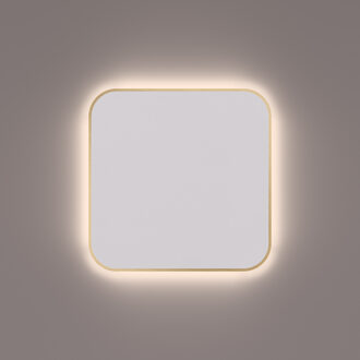 Toiletspiegel Hipp Design SPM T06 Rechthoek 35x35 cm Met Afgeronde Hoeken En Verlichting Messing