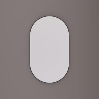 Toiletspiegel Ovaal - Recht 40 x 60 x 5 cm - Mat Zwart - Industrieel Metalen Frame