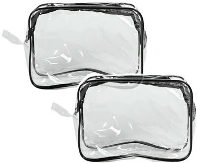Toilettas - 2x - ophang lus - transparant - 20 x 8 x 12 cm - kind/volwassenen