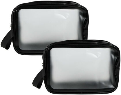 Toilettas - 2x - ophang lus - transparant - 25 x 9 x 17 cm - kind/volwassenen