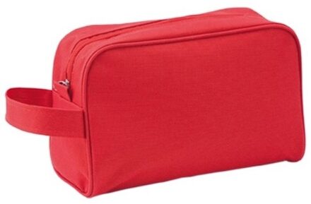 Toilettas/make-up tas met handvat - rood - 21 x 14 x 10 cm - heren/dames - Reis toilettassen