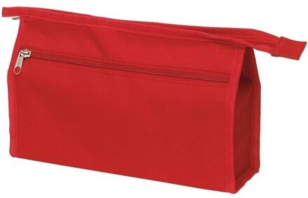 Toilettas - rood - 28 x 18 cm - polyester - make-up tas - reistas
