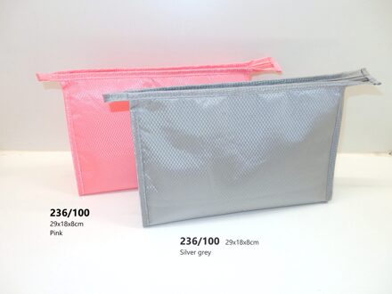 Toilettas roze of zilver 29x19x8cm verschillende