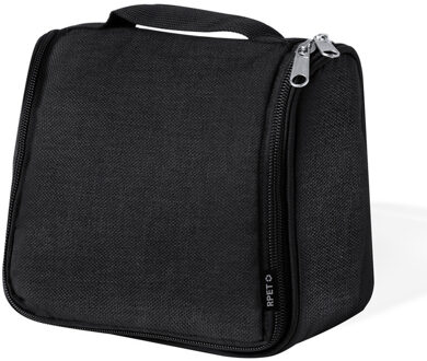 Toilettas Traveler - ophangbaar aan haak - zwart - 20 x 16 x 7 cm - kind/volwassenen