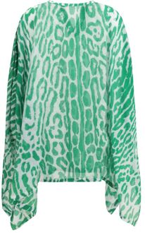 Tom Ford Afgedrukte Zijden Lange Mouwen Top Wit - S/M