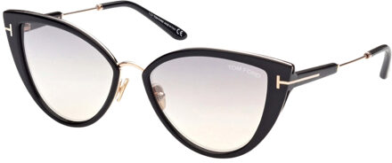 Tom Ford Anjelica-02 Smoke Mirror Lens Glanzend zwarte zonnebril - One Size
