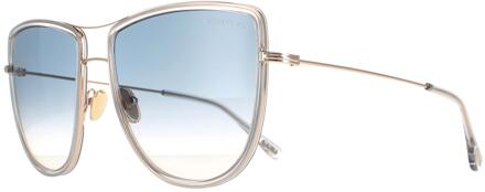Tom Ford Aviator Dames Shiny Rose Gold Smoke gradiënt Tina FT0759 Goud