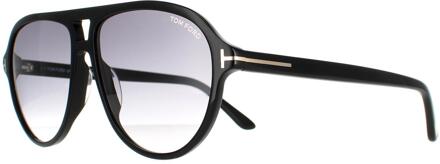 Tom Ford Aviator Mannen Shiny Black Smoke Gradiënt FT0932 Jeffrey - maat Zwart