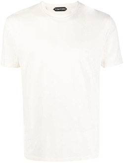 Tom Ford Beige Aw23 Heren T-shirt - Stijlvol en Comfortabel Tom Ford , Beige , Heren - 2Xl,Xl,L,M,3Xl