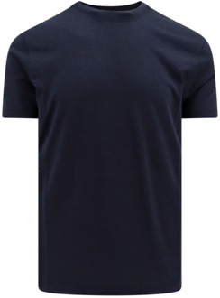 Tom Ford Blauw Crew-neck T-shirt met Logo Tom Ford , Blue , Heren - 2Xl,Xl,L