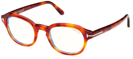 Tom Ford Blue Block Eyewear Frames Blonde Havana Tom Ford , Red , Unisex - 49 MM