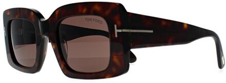 Tom Ford Brigitta FT1188 52E glanzend donker havana lichtbruin zonnebril